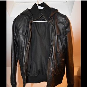 Genuine Leather Jacket w/ hood